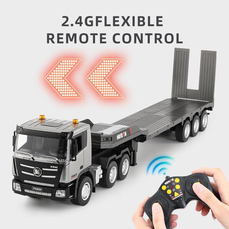 Image of 1318 New 9CH 1 /18 Scale Platform Trailer Vehicle Model Toy 2.4ghz Rc Remote Multi-Functional Engineering Truck