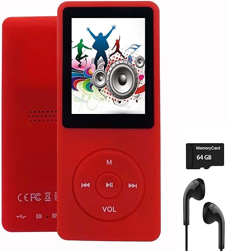 Reproductor de MP3 de 64 GB con altavoz Auriculares Reproductor de música portátil para niños Soporte de músicaimagenvideograbación de vozlibro