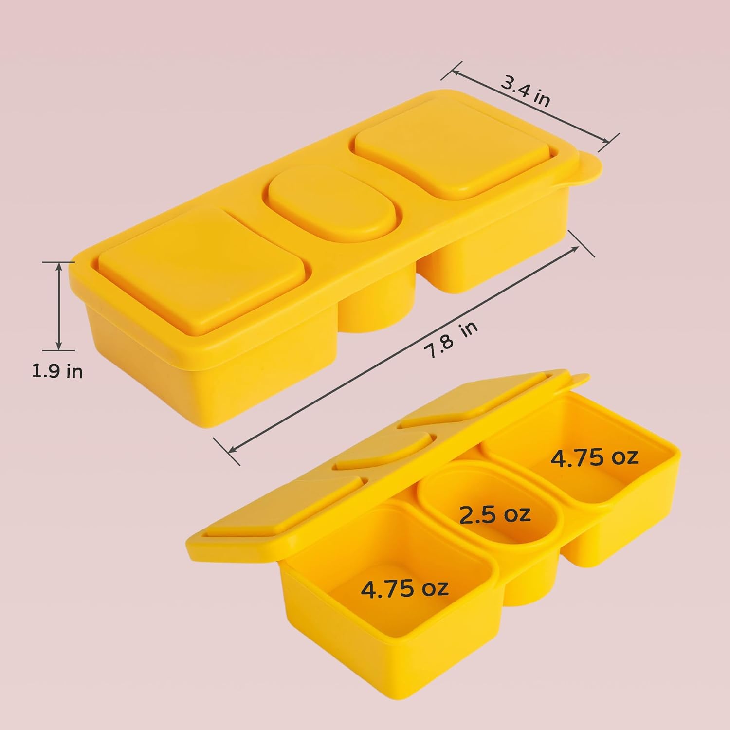 MACTANO 3 Pack New Reusable Silicone Snack Containers with Lids, 12 oz Three Compartment Condiment Meal Prep Control Containers Portable Small Leakproof for Office Travel Picnic - Image 7