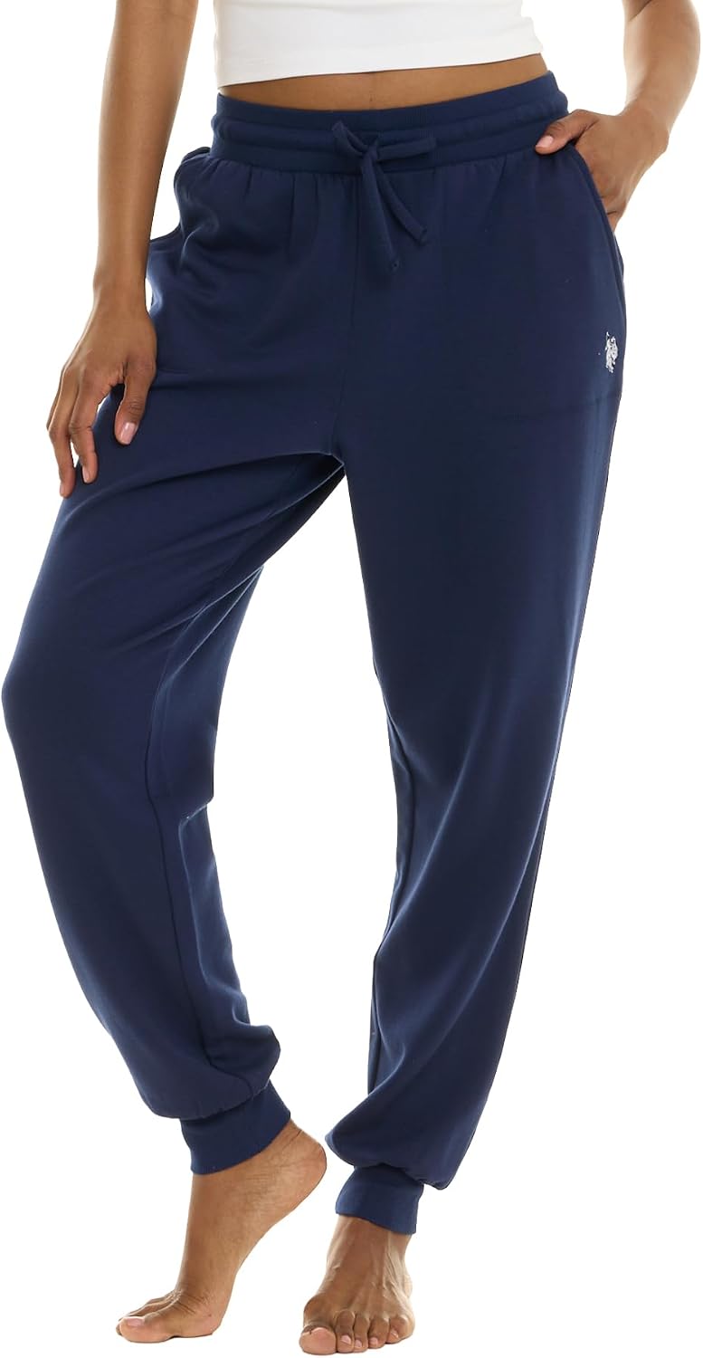 U.S. POLO ASSN. Sweatpants for Women Soft Fleece-Backed Jersey Knit, Womens Joggers with Pockets