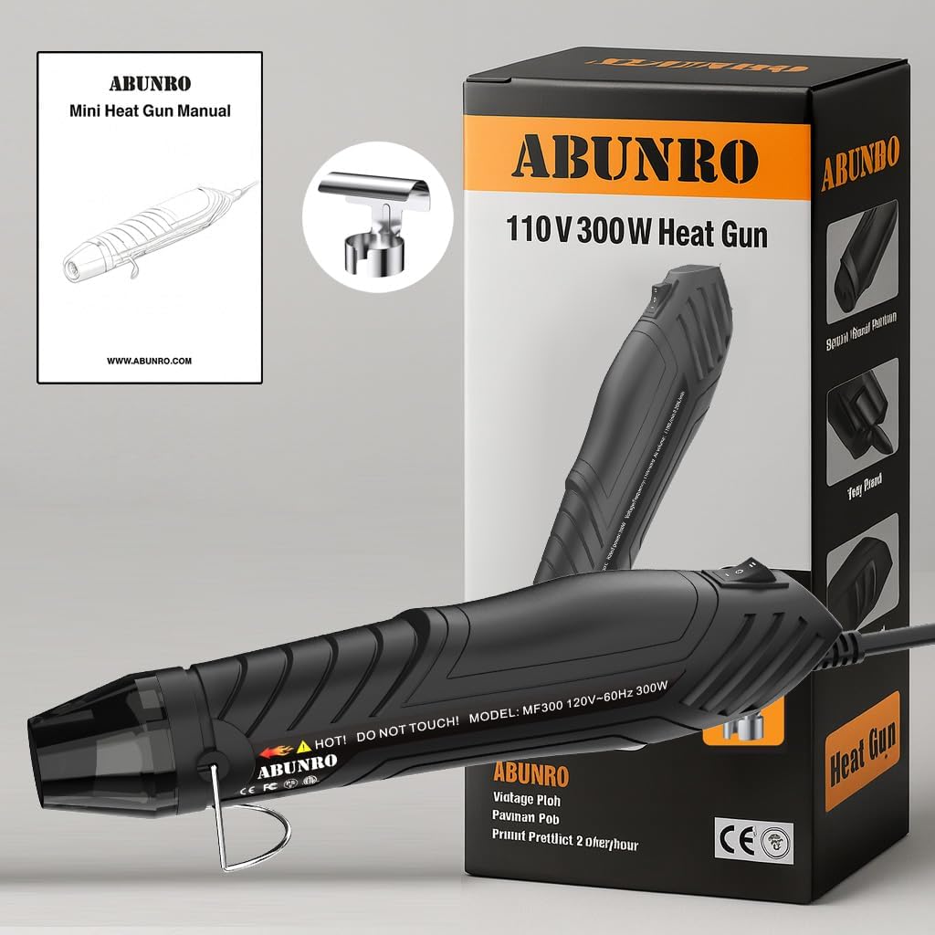 Mini Heat Gun, 2-Temp Settings 482℉ & 662℉（250℃& 350℃), 6.6FT Long Cable Fast Heat Hot Air Gun Tool with Reflector Nozzle, Overload Protection for Crafting, Vinyl Wrap and Shrink Tubing