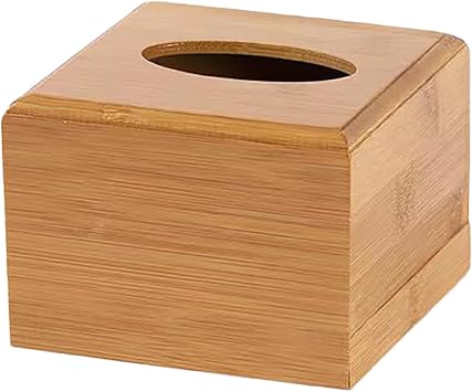 Bamboos Tissue Box Holder Square Tissue Box Cover Facial Paper Holder Paper Napkin Storage Box for Home Restaurant Hotel Office Small Size 11.5x11.5X 8cm