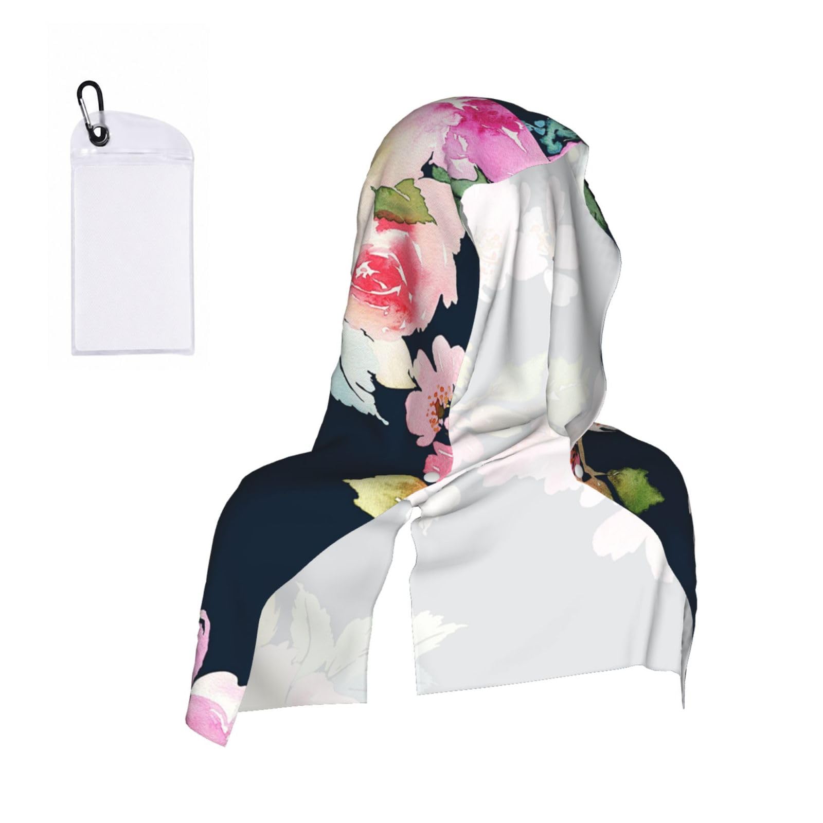 WXWJSHMGC Floral Print Cooling Hoodie Towel, Cooling Towels For Neck And Face Sun Protection Instant Cool Hoodie(Sport/Camping/Work Out/Hot Weather)