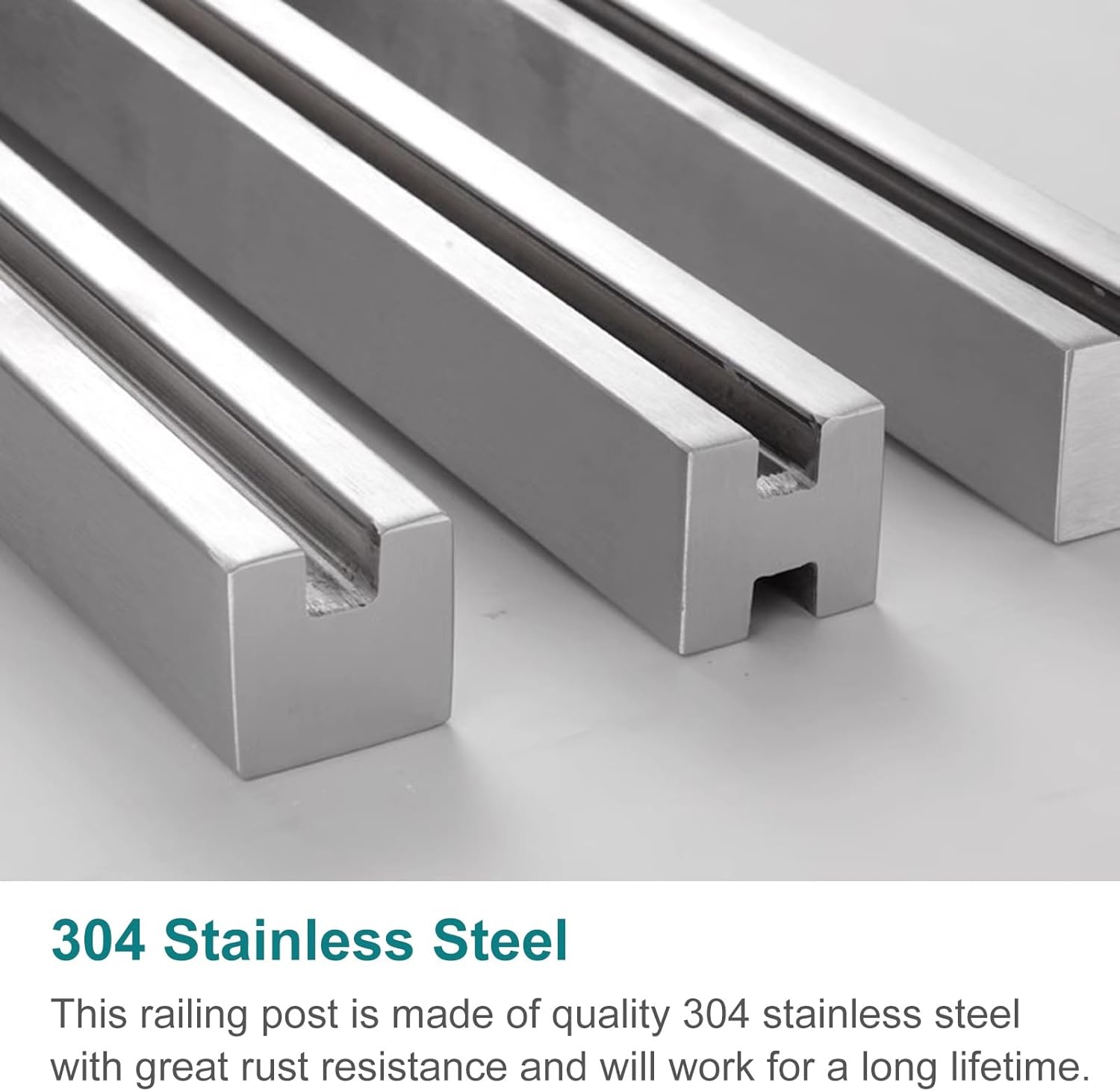 304 Stainless Steel Outdoor Deck Railing Posts, Durable Glass Railing System Kit for Stairs, Loft Ladders & Hallways (Mid Post, 85cm/33.5 inch)
