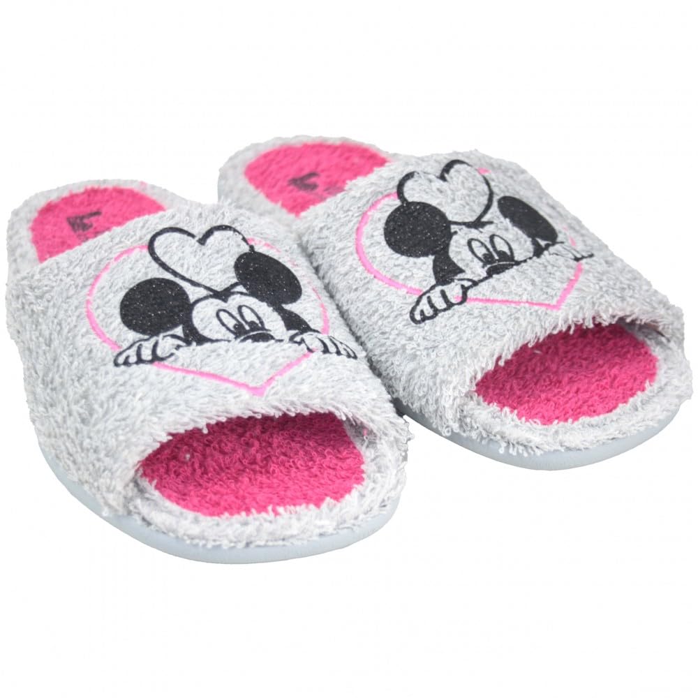 VulcaBicha 2914 - Zapatillas De Estar por Casa Mujer Chica De Rizo con Dibujo de Ratón con Corazón