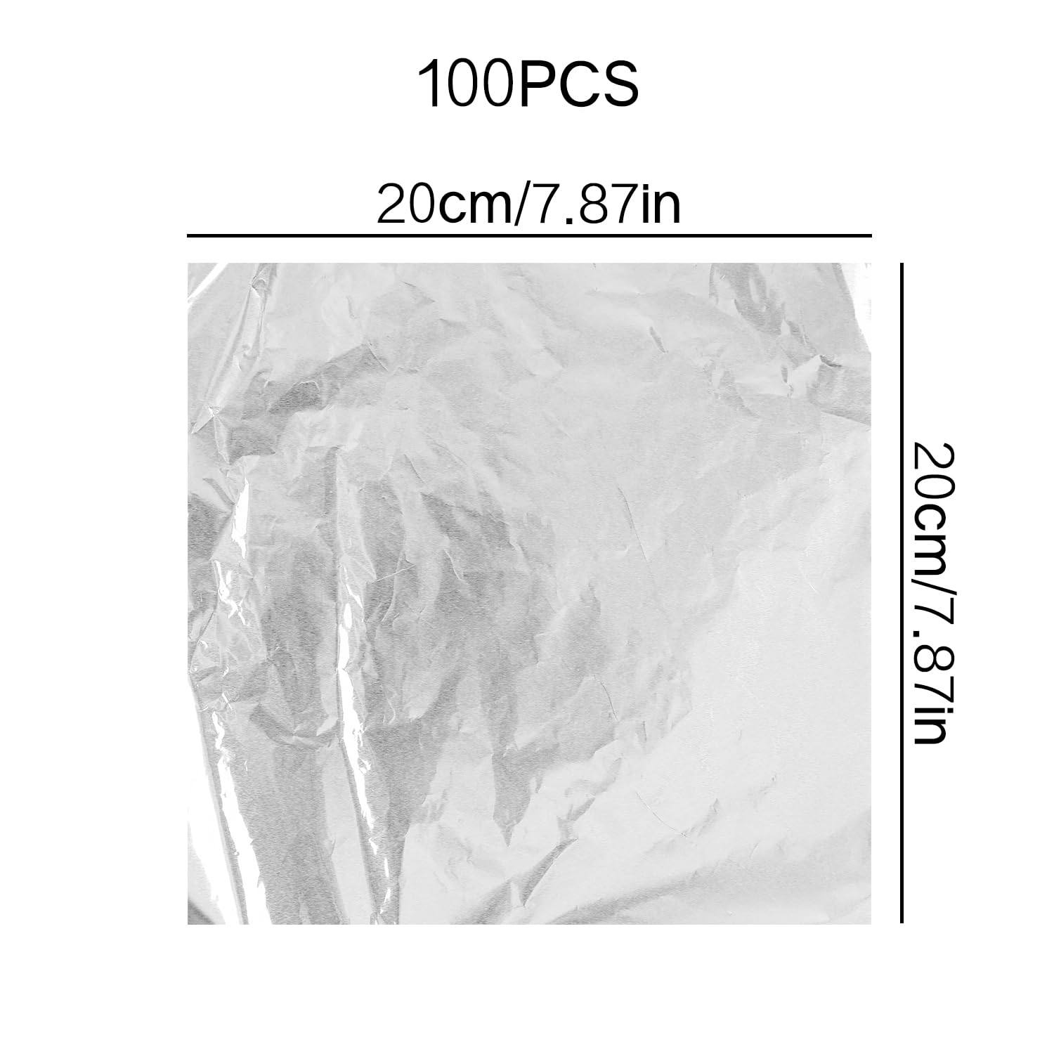 Bojueshaw 100pcs Foil Chocolate Wrappers,20x20cm Aluminum Candy Bar Wrapping Paper for Homemade Sweets,Baking & DIY Crafts(Silver) - Image 2