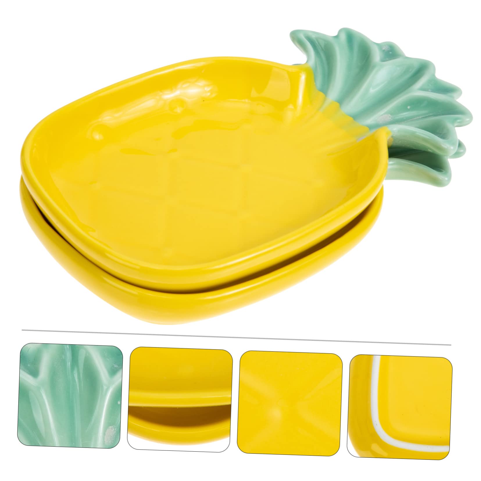 KICHOUSE 2Pcs Ceramic Sauce Dish Multi Functional Soy Sauce Bowls for Dipping Sauces Seasoning and Side Dishes Pineapple Design for Home Use and Entertaining