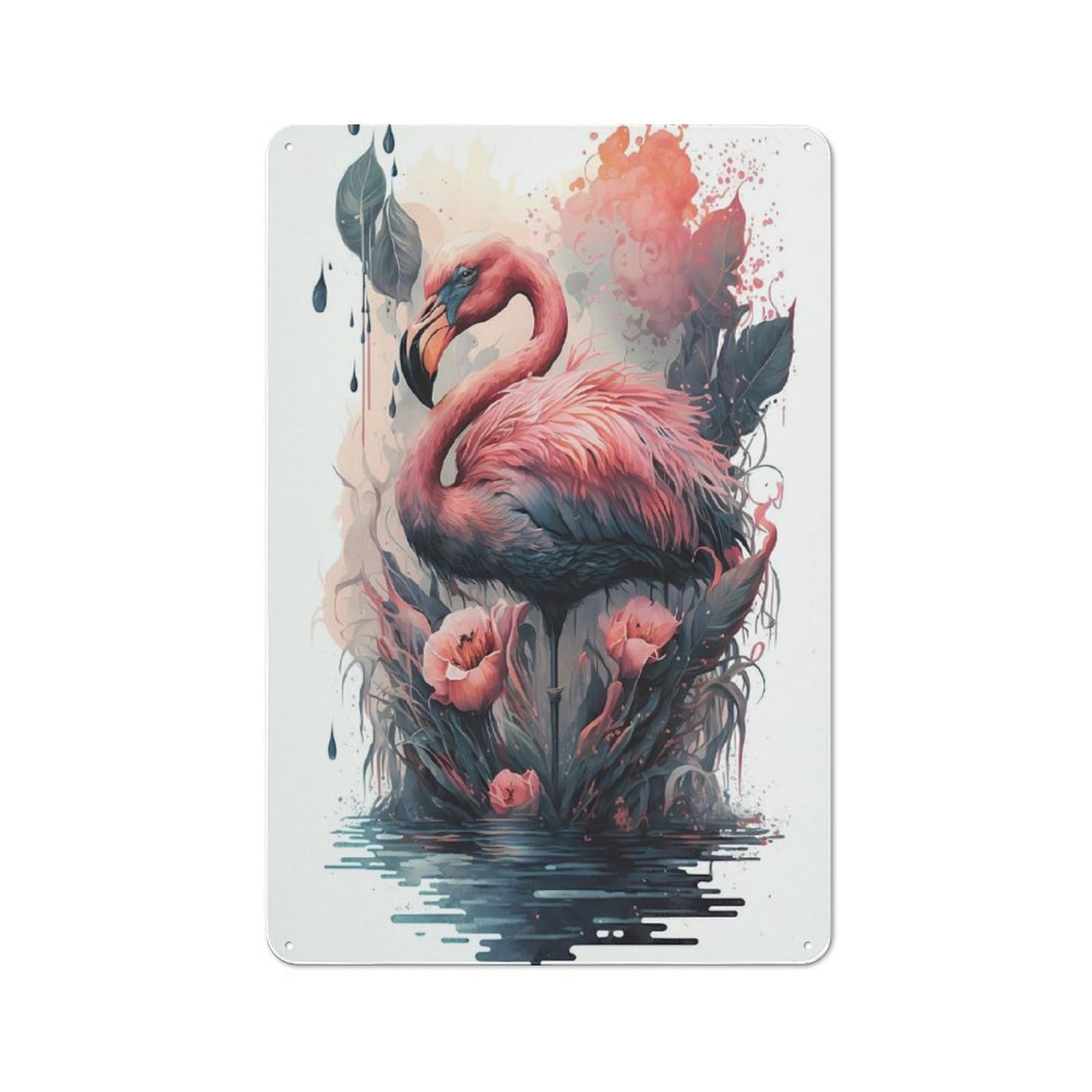 Junmoney Flamingo Mythic Creatures Tin Sign 30X20cm With For Workshop Wall, Retro Decor, For Vintage Wall Decor Fans, For Garage And Workshop Walls