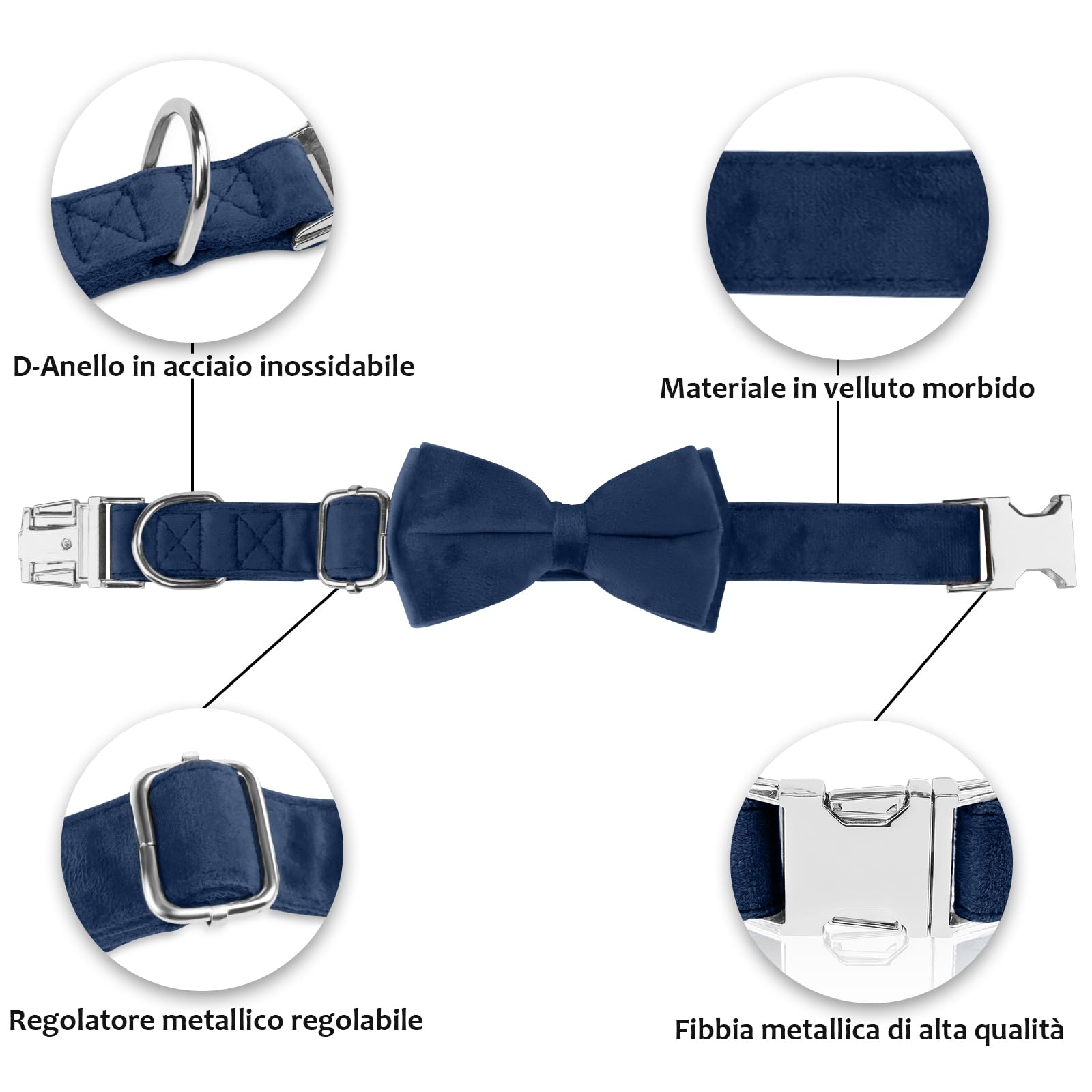 KTWSUEF Collare Cane, papillon cane Collare per Cani Velluto, Collare per Cani Comodo Resistente, Papillon per Cani Rimovibile Regolabile, Per Matrimoni, Compleanni, Eventi Festivi