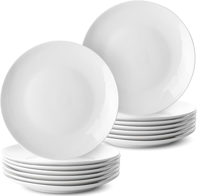 BTaT White Dessert Plates, 8 inch, Set of 12, Daisy White