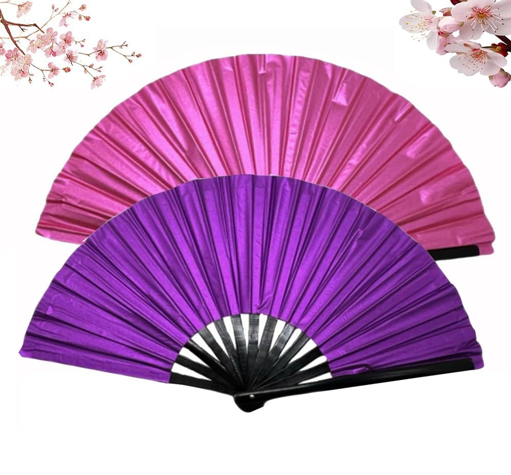 Kurbetts Boots On The Ground Hand Fan for Line Dancing Popping Fans Large Holographic Folding Hand Fan Clap Fans for Line Dancing Foldable Craft Dancer's Favorite (C23+C24)