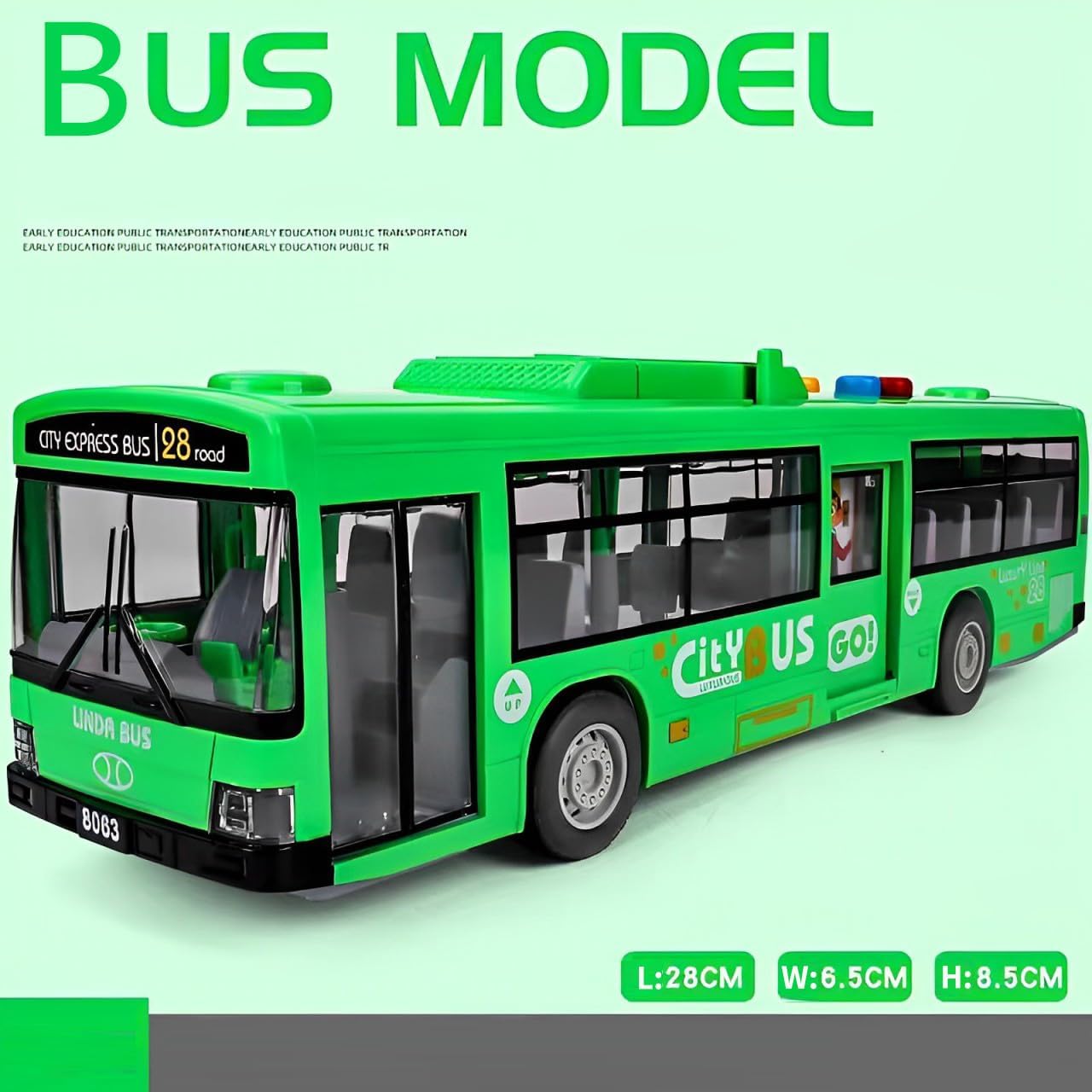 Cemirk Bus Toy for Boys and Girls Ages 1 and Up, with Lights and Sounds, Realistic Tires, Simulated Functional Doors - Image 2