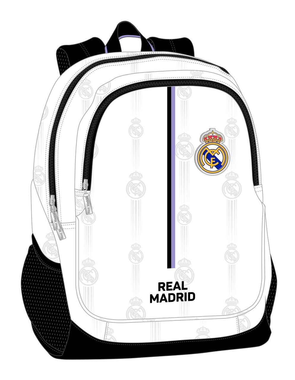 Safta Mochila Escolar de Real Madrid 1ª Equipación 22/23, 320x160x440 mm Unisex niños, Negra y blanca, Estándar