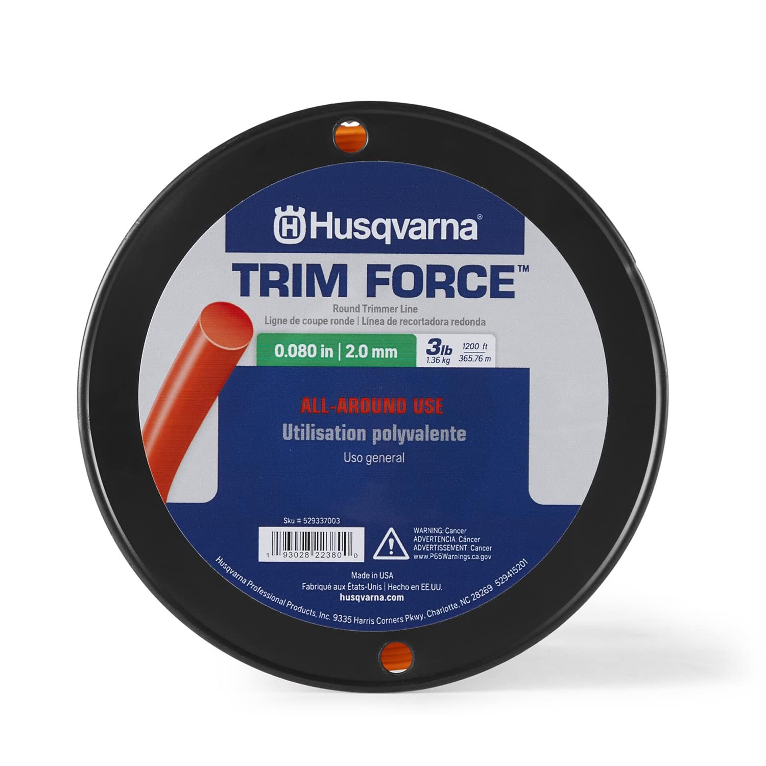 Husqvarna Trimforce 0.080-Inch, 1200-Foot Spooled String Trimmer Line, All Around Use Weed Eater Line with Good Durability and Cutting Performance (