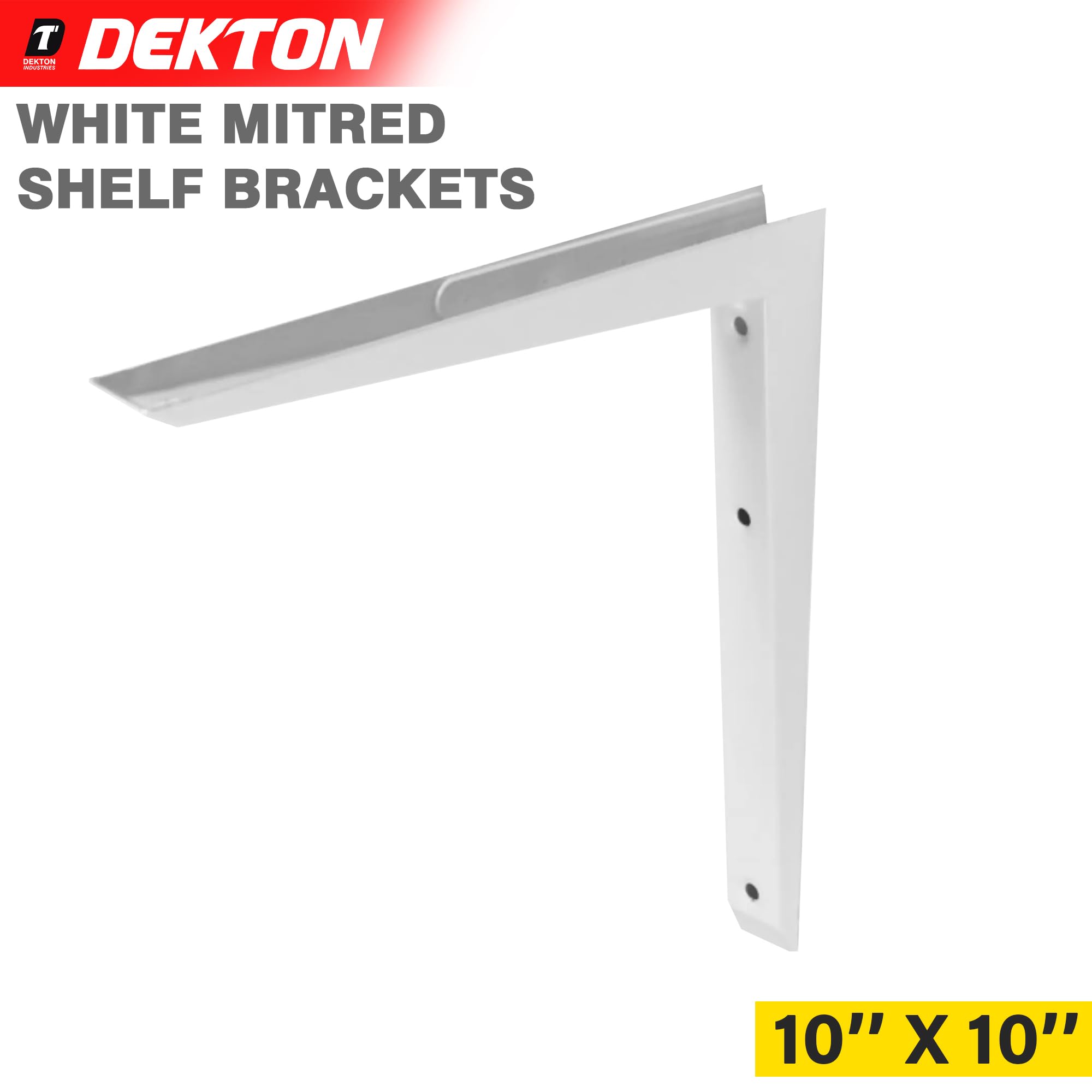 Dekton Mitred Shelf Bracket, Powder Coated, Size: 10"x10"-Heavy Duty Shelf Brackets, Silver - Image 2