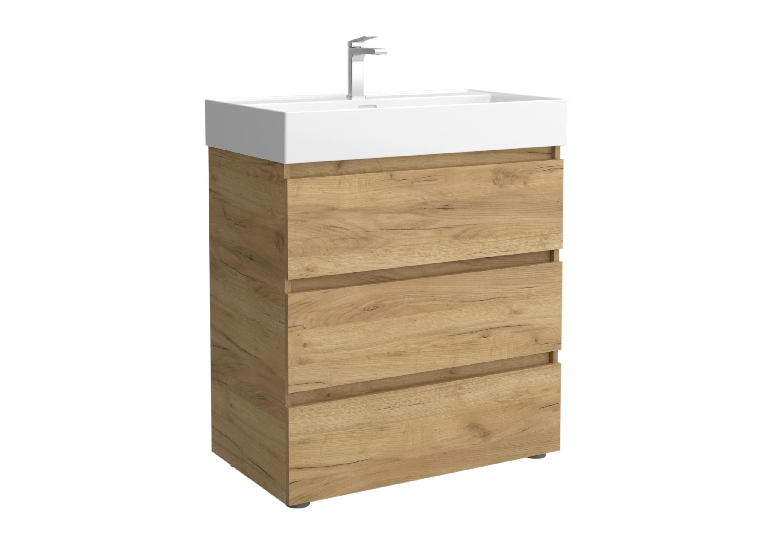Mueble de Baño BEQUIA 3C 80cm Roble | Lavabo Veneto Porcelana Centrado