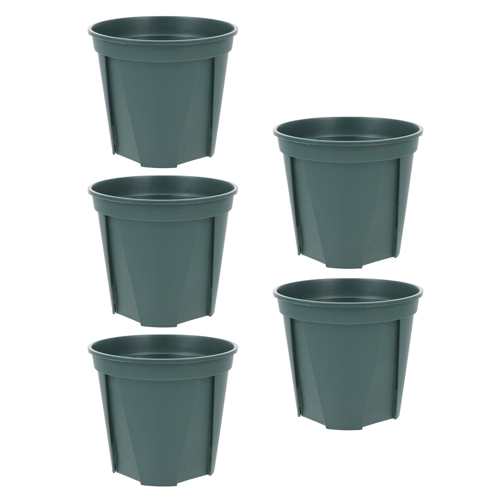 COLLBATH 5 Pièces Lot de Pots de Fleurs Plastique Vert Contrôle des Racines Modèle Jardinières Rondes Durables pour Balcon et Intérieur Pots pour Plantes et Jardinage