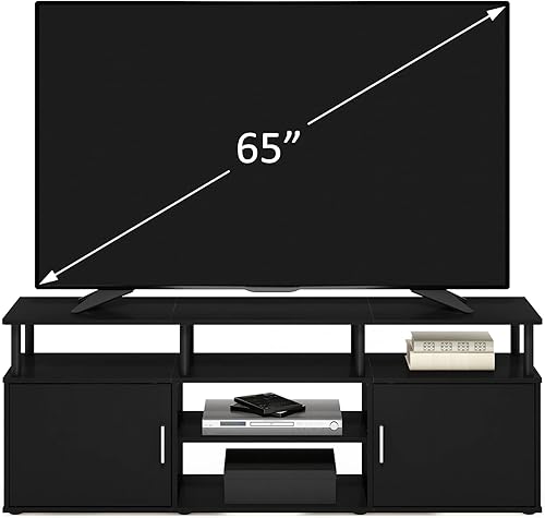 Miniatura 65 de Furinno - Soporte para centro de entretenimiento grande para televisor de hasta 55 pulgadas, madera negra Blackwood,Ámbar Pino/Negro,Columbia