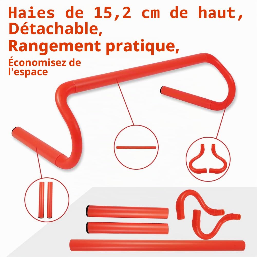 Ensemble de matériel d'entraînement pour échelle de vitesse et d'agilité, comprend 12 échelons d'agilité de 6,1 m, 4 haies d'agilité, 12 cônes de disque, 1 parachute de résistance pour l'entraînement de football, de basket-ball, d'athlètes