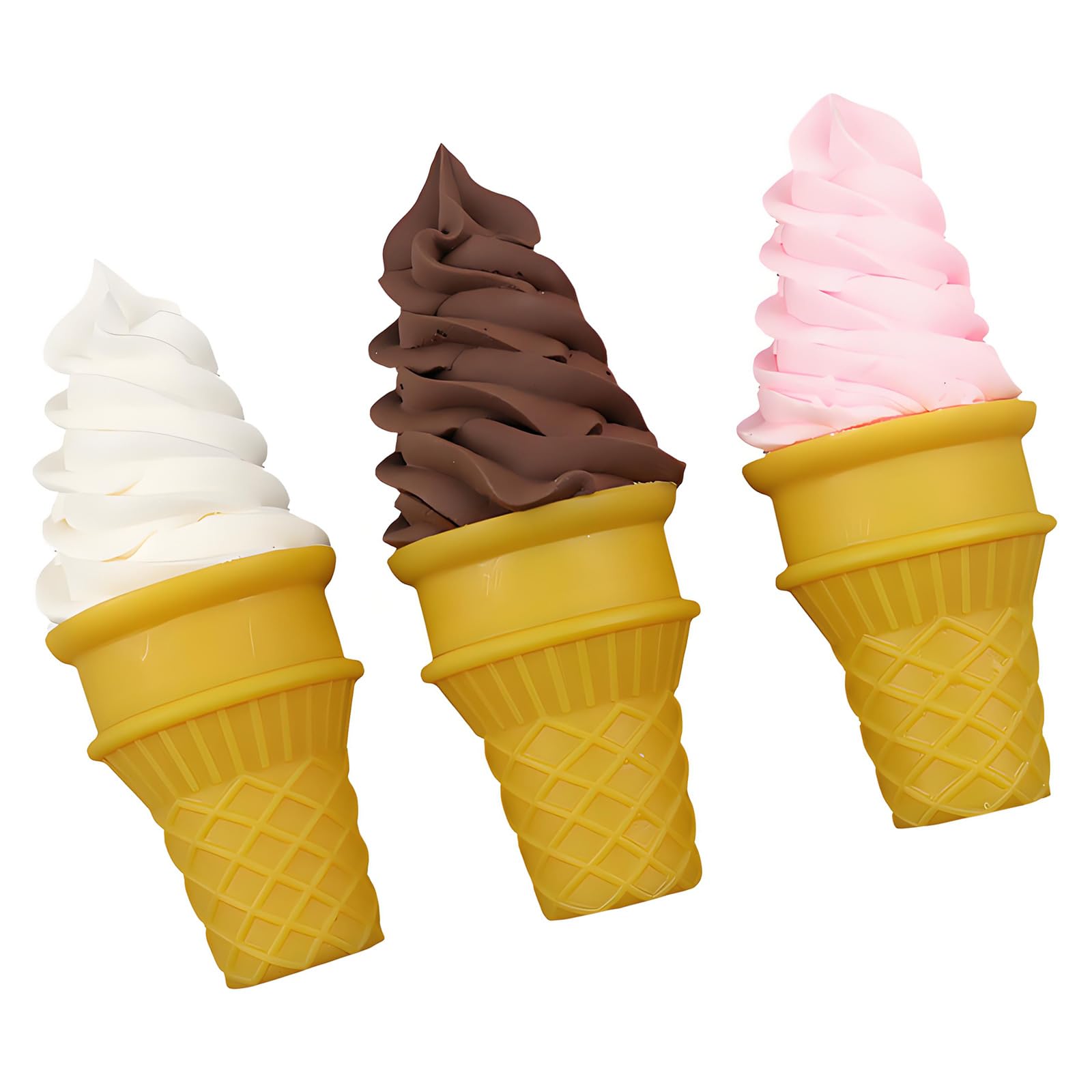 yanzunlrn 3Pcs Colorful Artificial Ice Cream Cone Dessert Toy for Birthday Decoration and Shop Window Displays Photography Tool Simulation Food Model