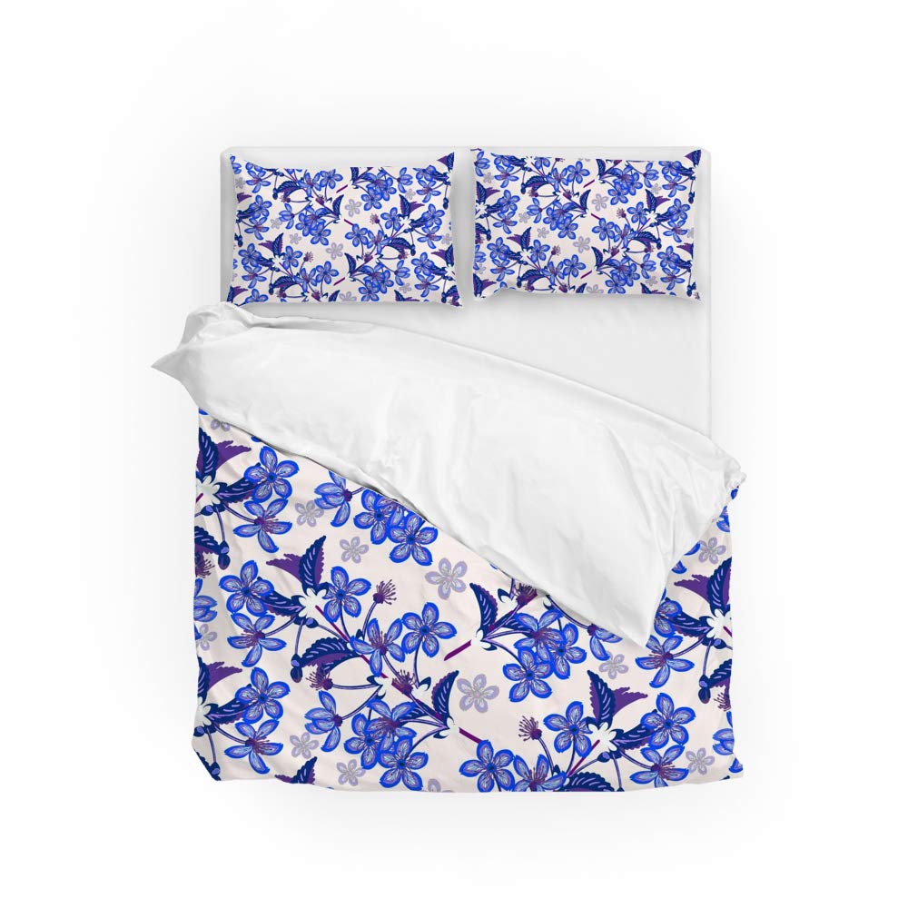 Parure de lit violette à motif floral avec housse de couette grand lit Super King