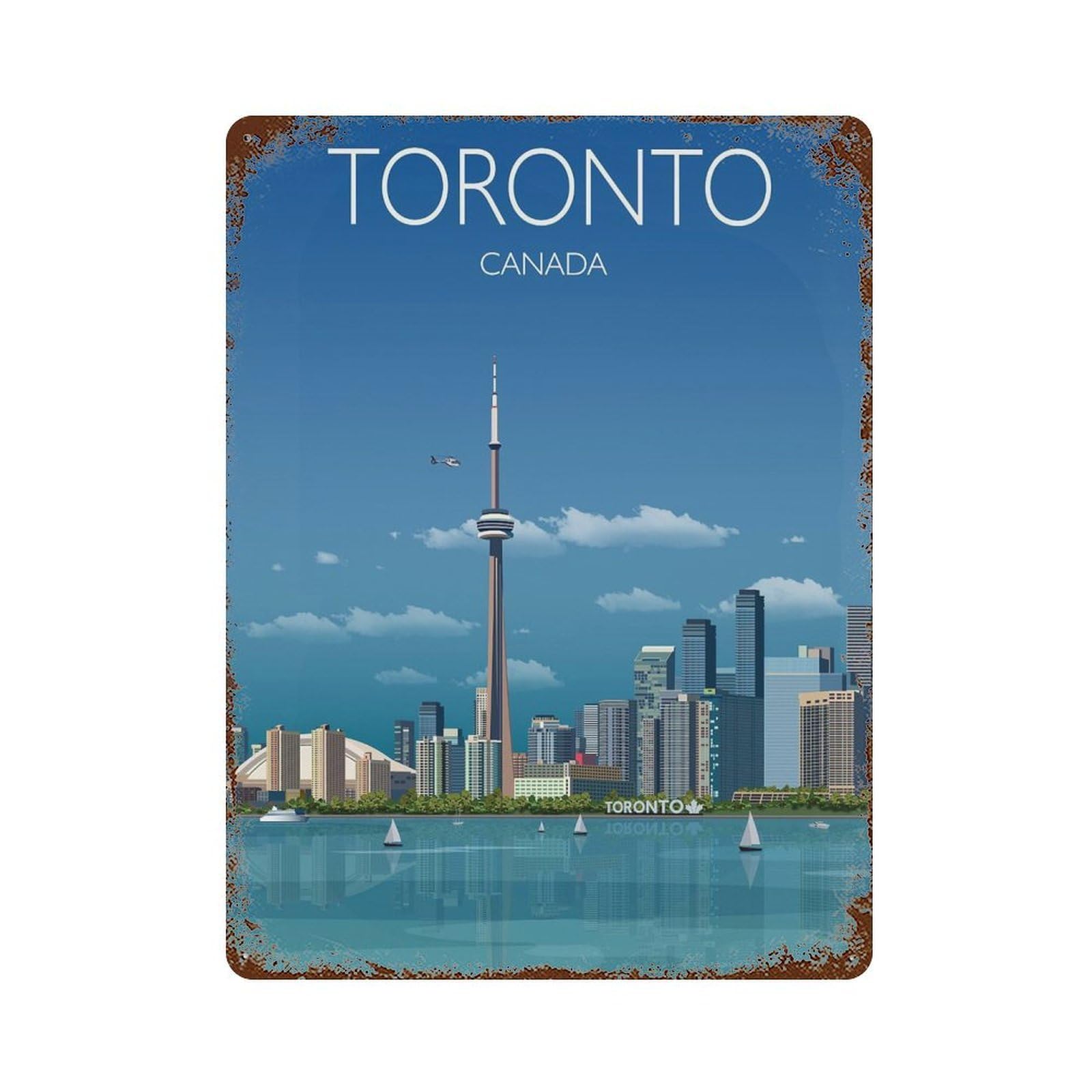 xiaoxiaoshen Toronto Travel Skyline Lovers Gift Canada Cityscape Ontario Decor Wall Decor Art Metal Tin Poster Modern Home Decor Art Home Bar Shop Decorations Vintage Sign 40x30cm