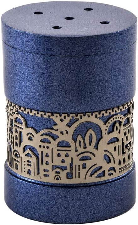 Yair Emanuel Jerusalem Salt Shaker Anodized Aluminum Holy Land Judaica Gift (Blue SAG-3)