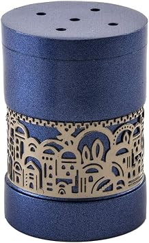Yair Emanuel Jerusalem Salt Shaker Anodized Aluminum Holy Land Judaica Gift Blue SAG-3