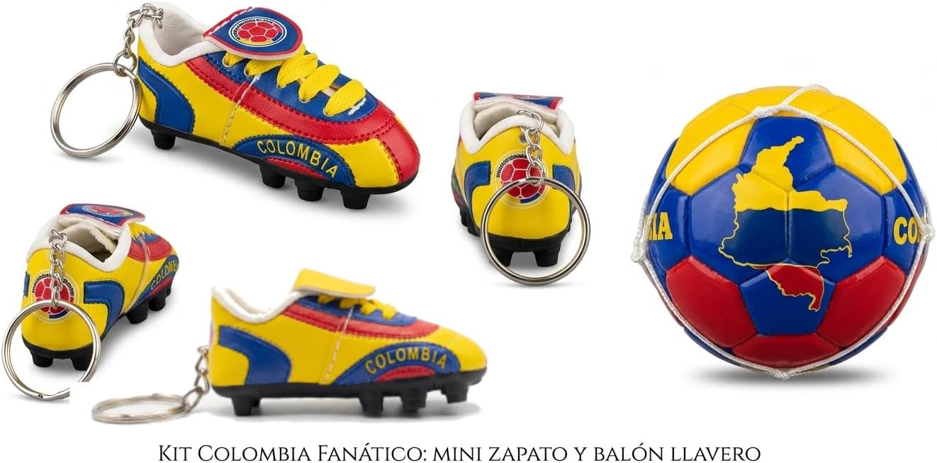 Colombian Souvenir Gift World Cup in United States, Handmade Soccer Ball and Soccer Cleats Keychain Made in Colombia (1 Unit Each)