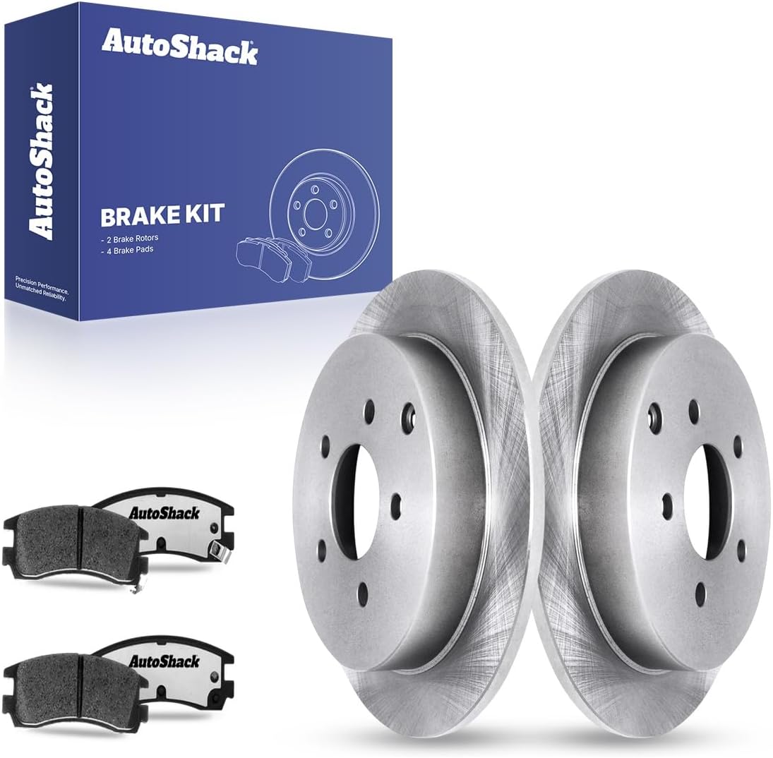 AutoShack Rear Solid Brake Rotors + Ceramic Pads 6-PC Brake Kit Replacement for 2002-2007 Buick Rendezvous 2001-2005 Pontiac Aztek 2002-2004 Pontiac Montana 11.43" (290.3 mm)