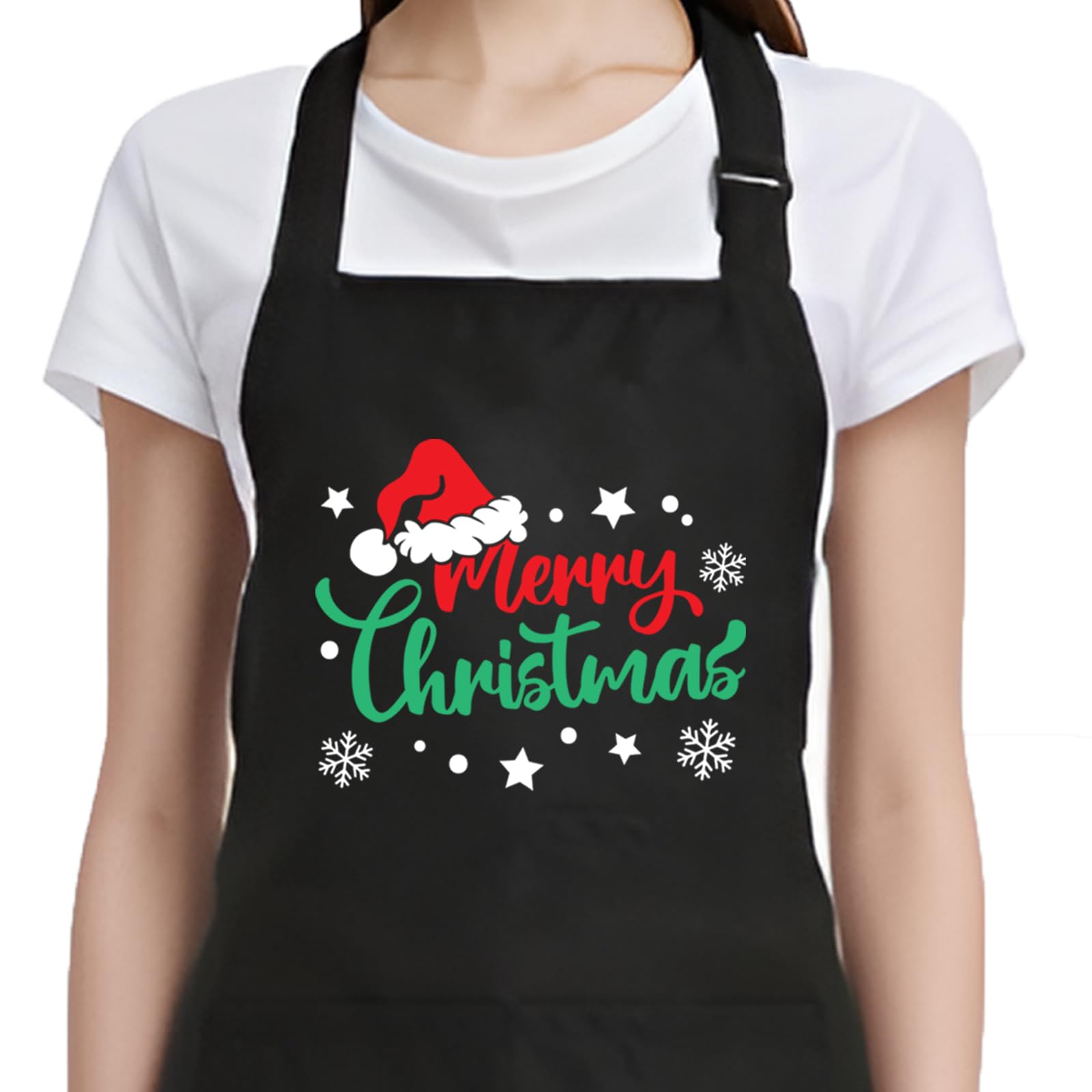 Delantales de Navidad para mujeres y hombres con 2 bolsillos, delantal de chef para hornear, cocinar, barbacoa, regalos de vacaciones para papá y mamá