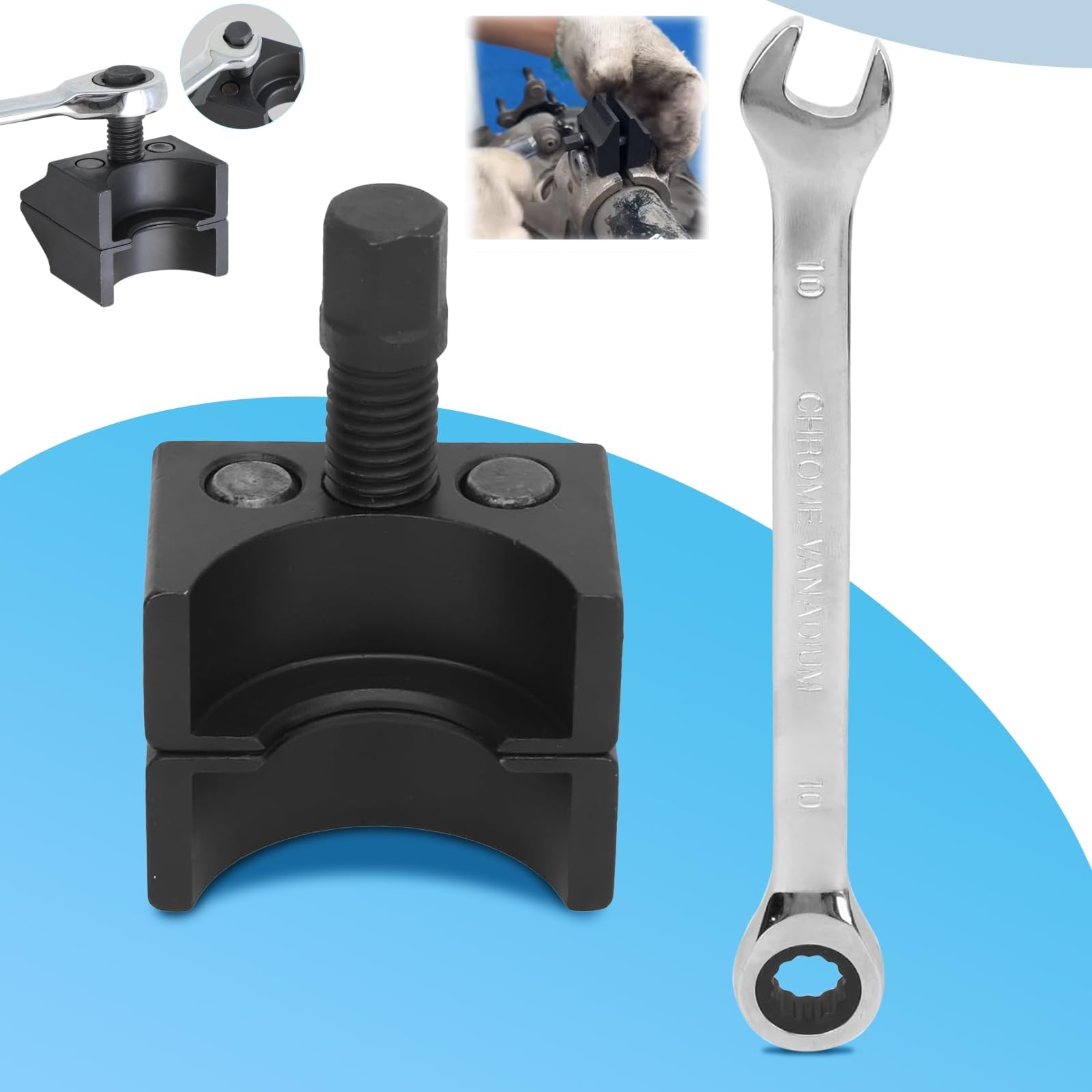 Magicbox Écarteur de jambe de force avec moyeu divisé, écarteur de fusée d'essieu, outil d'écartement de jambe de force de voiture, outil d'écartement de fusée d'essieu, écarteur de manchettes