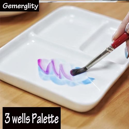 Miniatura 3 de Paleta de acuarela de porcelana de 10 x 7 pulgadas, bandeja de mezcla de cerámica, rectangular, paleta de pintura para pintores, gouache