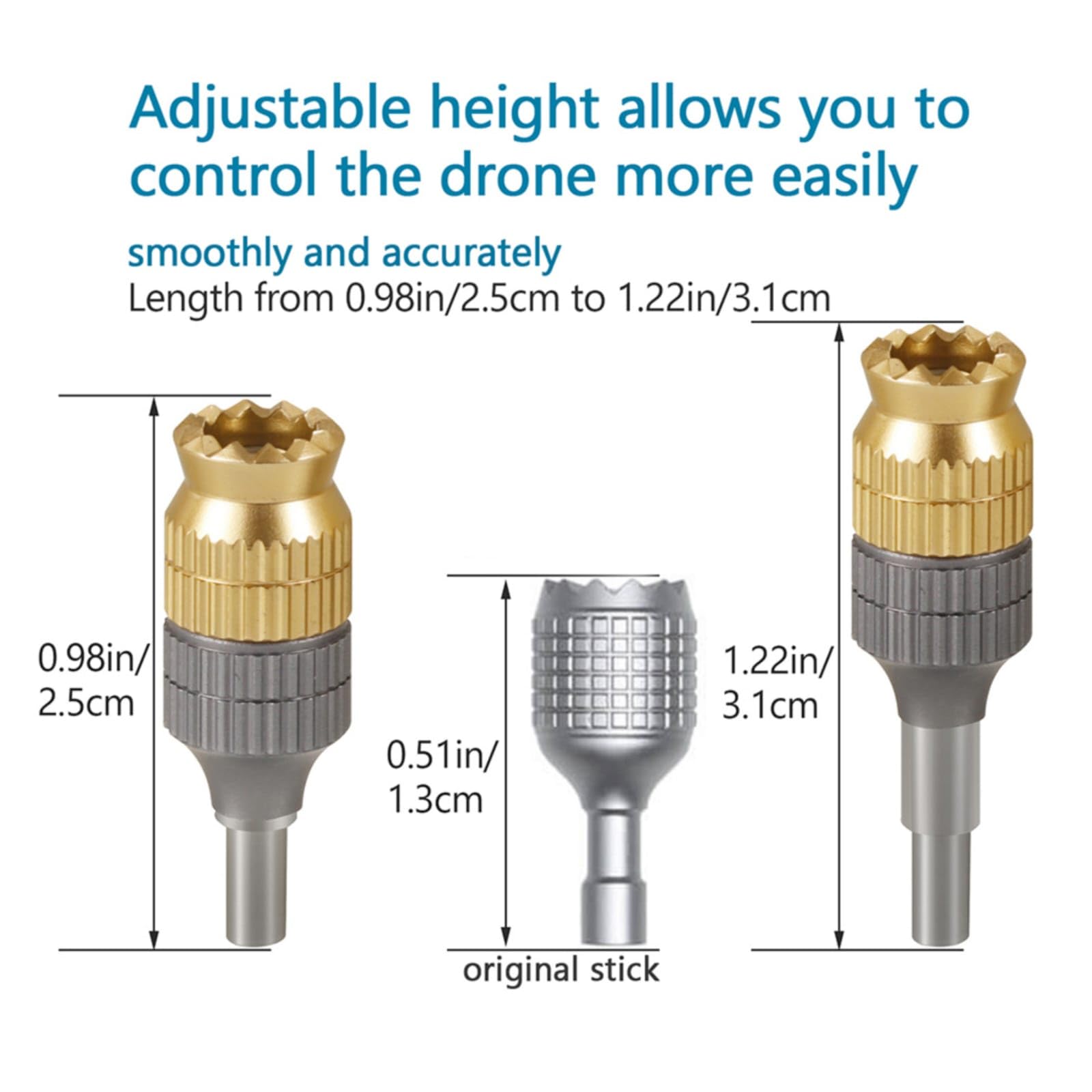 GetZget® Height Adjustable Joystick Extension Thumb rocker for DJI Mini 3/4/ 5 Pro, Mavic 3 Classic, Air 3 Dji RC2/ Dji RC Remote Controllers Aceessories 2