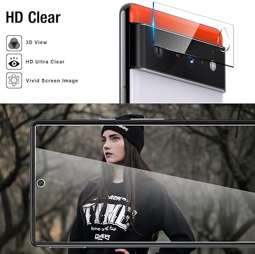 Miniatura 6 de TOCOL Paquete de 3 + 3 protectores de pantalla de vidrio templado compatibles con Google Pixel 6, 3 protectores de pantalla de vidrio templado y 3