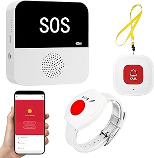 Notrufknopf für Senioren,Smart WiFi Hausnotruf,Senioren Notruf,Notrufarmband für Senioren/Patienten/Kinder/Schwangere(2 SOS-Ruftasten 1 Empfänger)