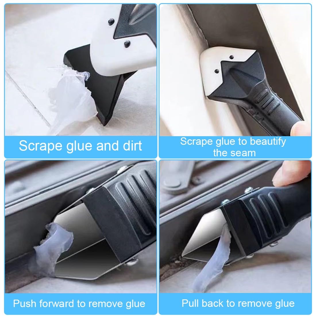 Spatola per Silicone, Rimuovi Silicone, Strumenti per Calafataggio, Raschietto Spatola per Sigillante, Togli di Finitura Sigillante, Rimozione di Sigillante, con 5 teste intercambiabili