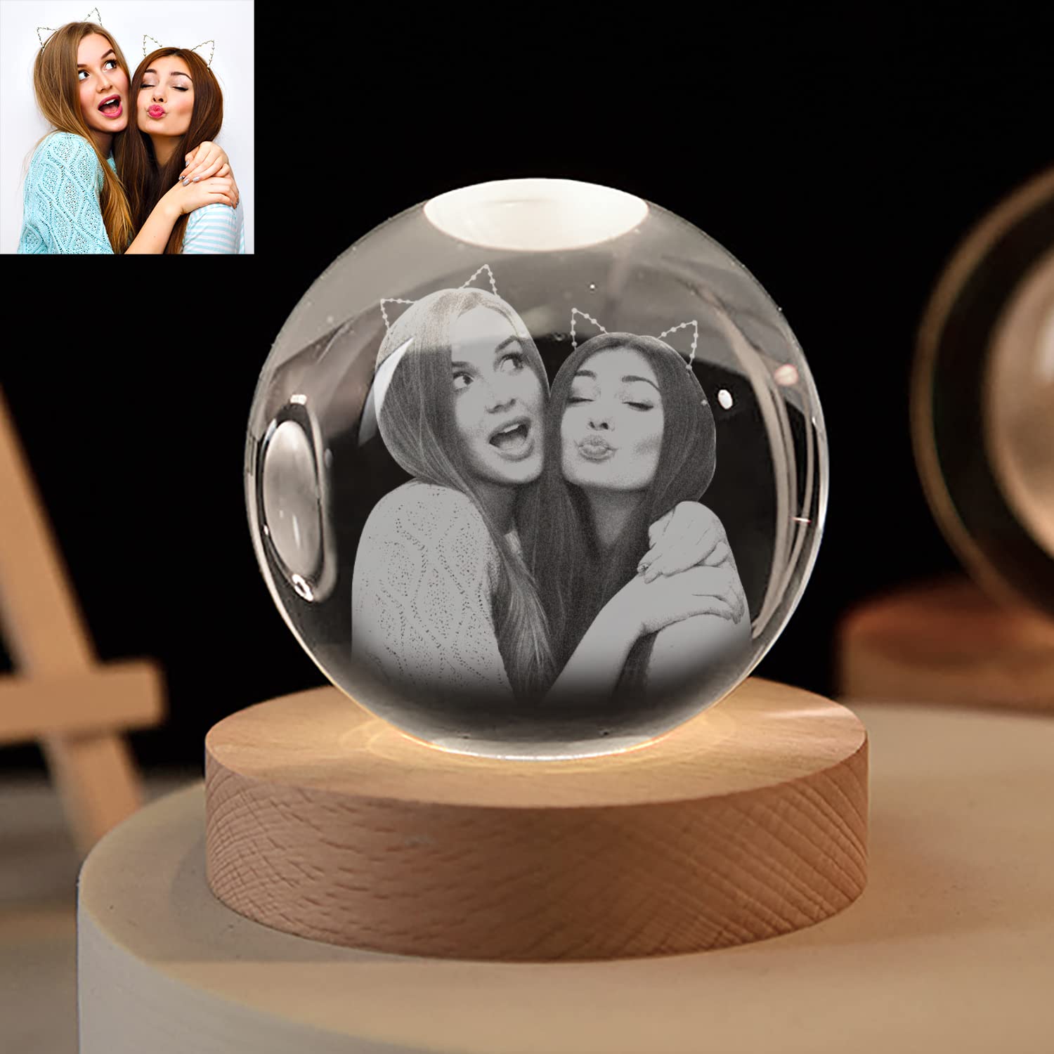 Personalized Custom Photo Engraved Inside The Crystal with Your Own Picture (Birthday, Wedding Gift, Memorial, Mother's Day, Valentine's, Christmas)