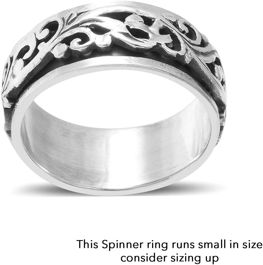 Shop LC Mens Womens Spinner Band Ring 925 Sterling Silver Statement Boho Handmade Jewelry Gifts Stress Relieving Size 10