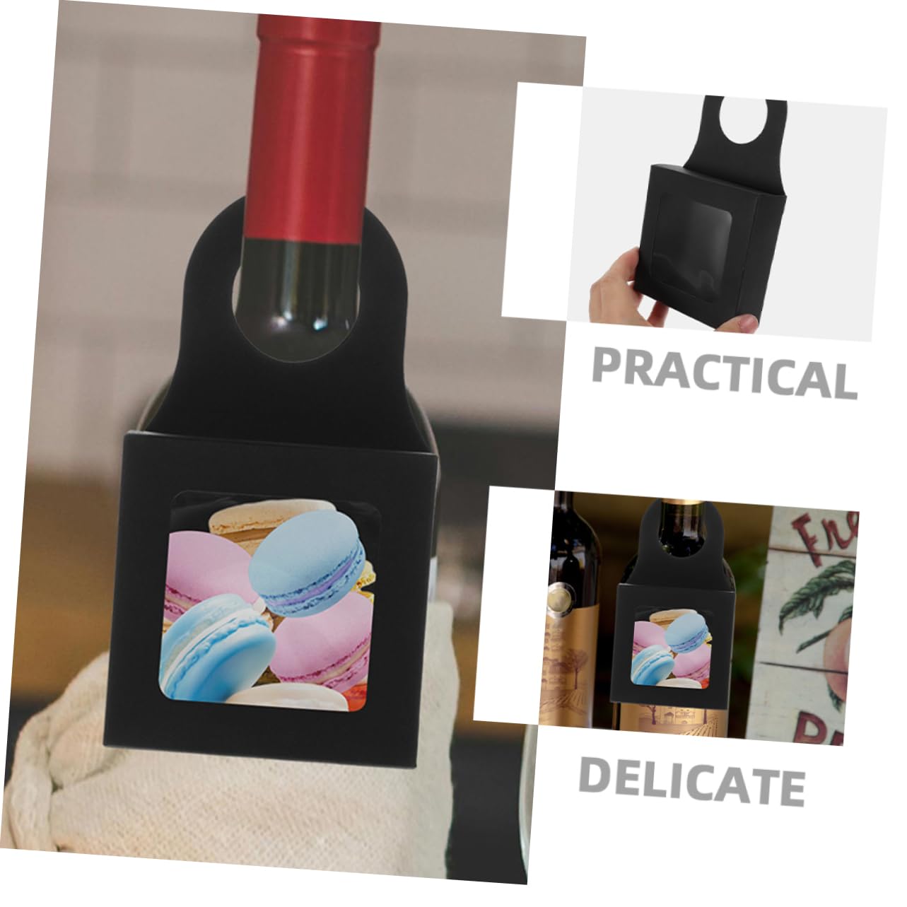 TOPBATHY 2 Set Confezione di Vino Rosso Imballaggio Bottiglie Vino Confezioni per Bottiglie di Vino Scatole per Bottiglie di Vino Fornitura di Vino Carta Kraft Black 20 Pezzi * 2