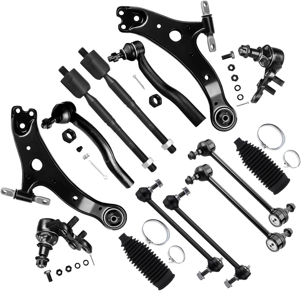 SCITOO 14pcs Suspension Kit Front Lower Control Arm Ball Joint Outer Inner Tie Rod End w/Boot Sway Bar End Link for 2002-2003 for Toyota Camry for Lexus ES300 2004-2006 for Lexus ES330