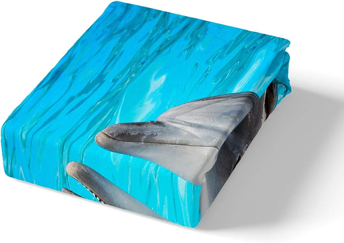 Up To 50% OFF Erosebridal Kid Dolphin Bedding Set, Cute Dolphin Duvet Cover, Marine Life Comforter Cover, Blue Wave Decor Lightweight Soft Polyester Quilt Cover 1 Duvet Cover with 2 Pillow Cases Queen Size