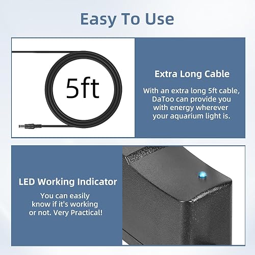 Miniatura 6 de DaToo Adaptador de corriente LED para acuario AC 100-240V DC 12V 1A Adaptador de corriente de repuesto para tanque de peces Convertidor de fuente de