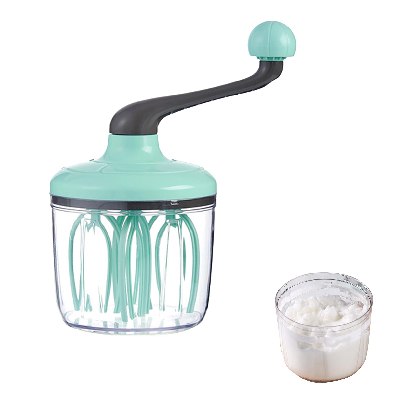 Batteur à main avec manivelle – Grand récipient (1500 ml) pour la crème, les blancs en neige, etc. Fouet polyvalent pour la pâtisserie, la mousse de lait, la préparation de gâteaux et la cuisine