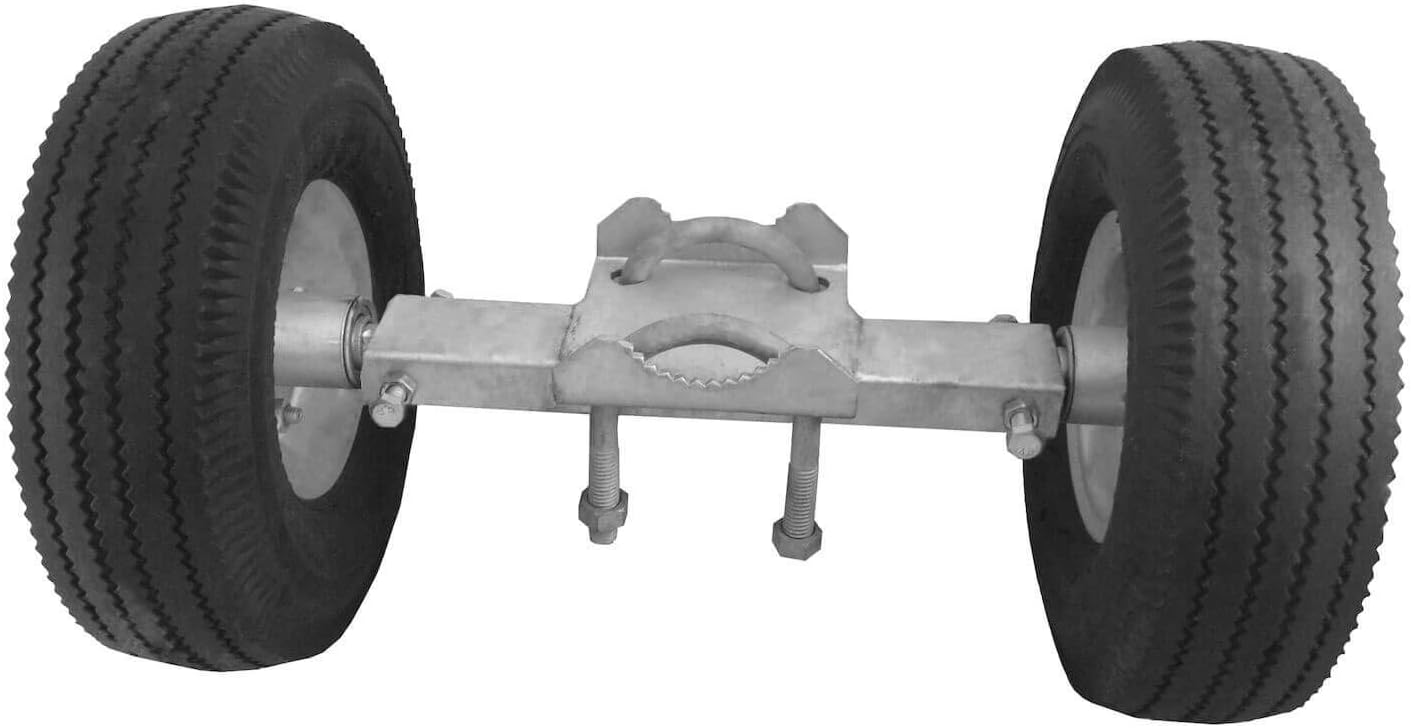 Rolling GATE 10 Wheel Carrier: for Chain Link Fence Rolling/Sliding Gates - Gate Wheel Rut Runner - 2 Pneumatic Rubber Wheels (axle is 12 from Wheel to Wheel)
