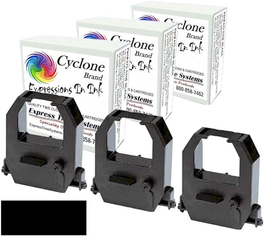 CYCLONE 3-Pack, Ink Ribbon Cartridge, Amano PIX-55, PIX-95, TCX-85-BLACK