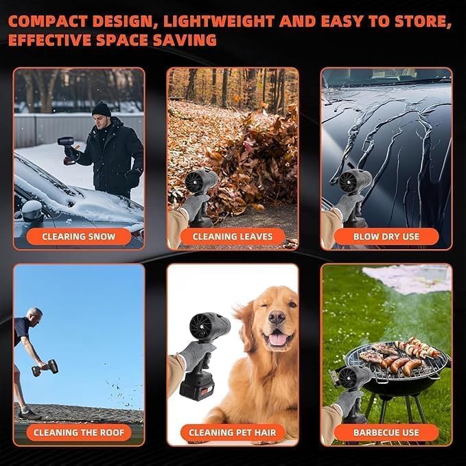 Image of Handheld Electric Air Blower,Turbo Jet Blower Cordless,Handheld High Powerful Blow Brushless for Extra runtime,Multipurpose Car,Home Corner, Road Cleaning Easy use Home