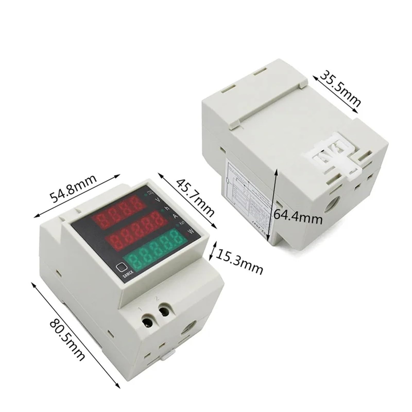 contatore Elettrico Misuratore Multifunzione su Guida DIN AC80-300V AC200-450V 100A Misuratore di energia Digitale Tensione Corrente Fattore di Potenza Attivo Voltmetro(D52-2048,AC 200-450V)