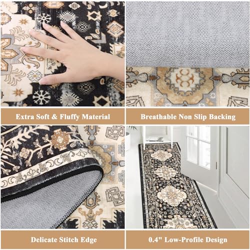 Pauwer Boho Hallway Runner Rug 2x6 Washable Entryway Area Rugs Non Slip Farmhouse Vintage Floor Mat Carpet Runner for Hallways Laundry Room Kitchen Bathroom Bedroom