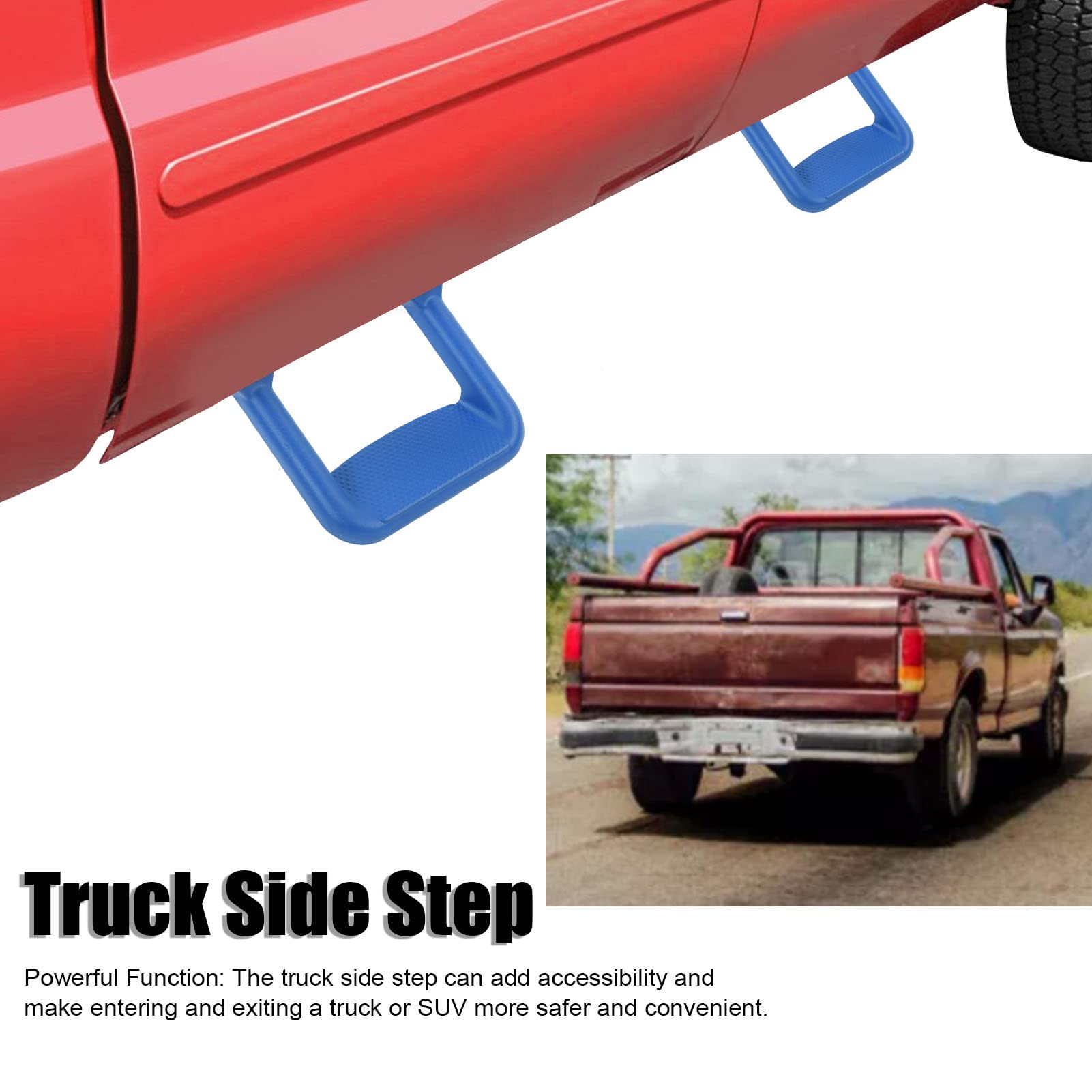 Gradino laterale del cerchio, barra per camion in lega di alluminio leggera da 2 pezzi per pick-up(blu)